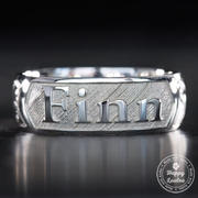 Sterling Silver Hand Engraved Hawaiian Jewelry Ring [6mm width] Azure Blue Opal