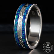 Stainless Wedding Ring Set Steel Rings with Abalone Inlay (6mm & 8mm w –  Aolani Hawaii