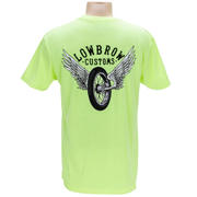 Lowbrow Customs Winged Wheel Neon Yellow T-Shirt Product Image