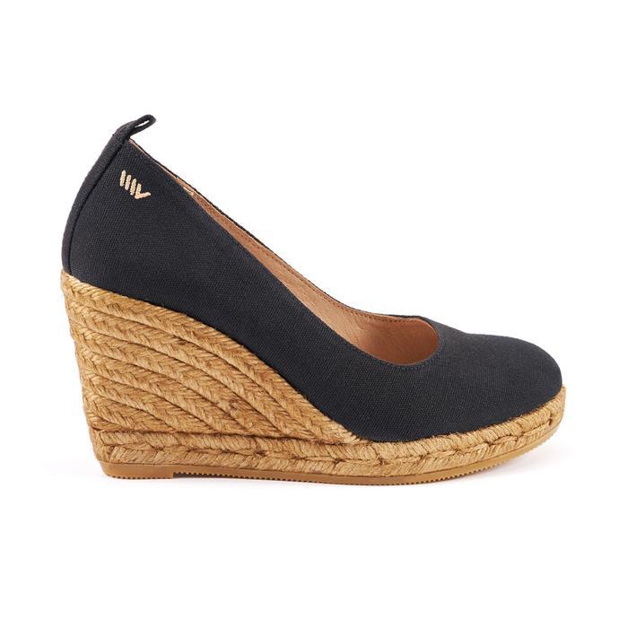 black canvas wedge shoes