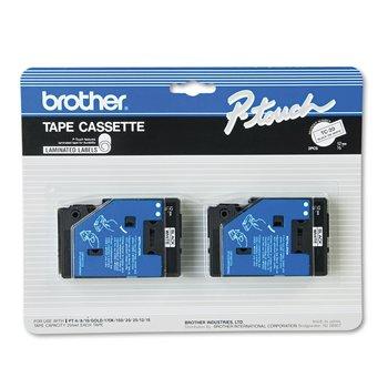 2 Pcs Brother P-touch Tc-34z Tape Cassettes 25' White on Black 9mm Set for sale online 