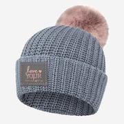 Light Charcoal Monochrome Rose Foil Pom Beanie Product Image
