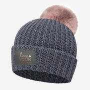 Light Charcoal Rose Gold Metallic Yarn Pom Beanie Product Image