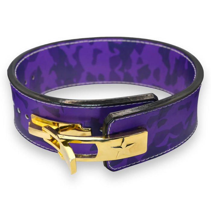 Dysel Powerlifting Belt - Hellcat Purple Camo With Gold Lever