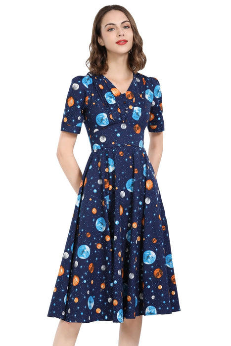 Navy and Cherry Bishop Sleeve Wiggle Dress by Unique Vintage – Polka Dots  Boutique