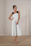 Tie-Knot Linen Capri Pants White