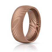 Wood Grain Damascus Steel Ring - Copper Minimalist Product Image