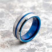 Silver Tungsten Ring Blue Infinity Product Image