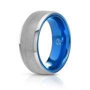 Silver Tungsten Ring - Blue EMBR Product Image