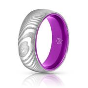 Wood Grain Damascus Steel Ring - Resilient Purple Product Image