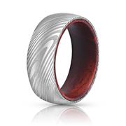 Wood Grain Damascus Steel Ring - Red Sandalwood Product Image
