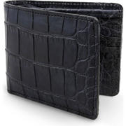 Slim Black Alligator Front Pocket Money Clip Card Holder Pouch