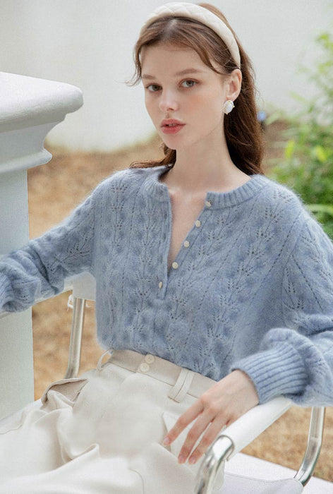 60s BRENT V-Neck Mohair Wool Sweater （XL） GRAY | Wonder