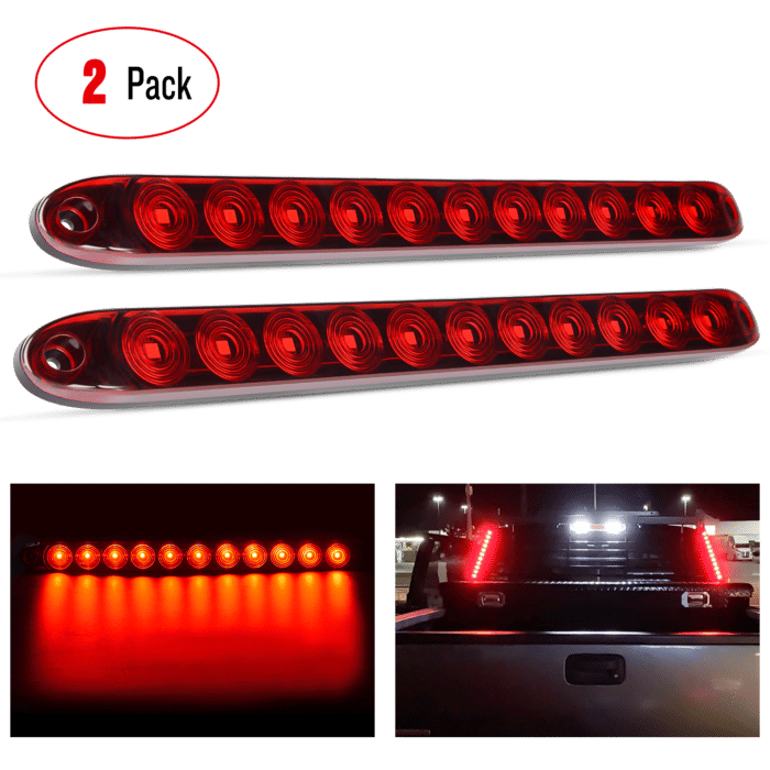 Red Led Side Marker Lights and Stop Turn Tail Brake Lights for Trailer RV Pickup Trucks Bumper