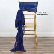 Navy Blue Chiffon Curly Chair Sash