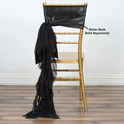 Chiffon Curly Chair Sash Black - Graceful Decorative Accent for Weddings & Events