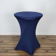 Spandex Round Cocktail Table Cover 30" Navy Blue for High Top Tables - Easy to Maintain Stretch Fitted Highboy Tablecloth
