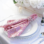 Sequin Napkin 20"x20" Pink - Sparkling Reusable Cloth Napkin