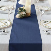 Faux Denim Polyester Table Runner 14"x108" Dark Blue - Modern Dining Table Linen