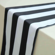 Satin Table Runner 12"x108" Black/White - Stripe Classic & Upscale Table Decor