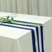 Navy Blue / White Stripes Satin Table Runner 12"x108"