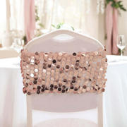 5 Pack Big Payette Sequin Chair Sash Bands 13"x10" Blush - Radiant Decorative Design