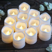 12-Pack LED Votive Candles White Classic Design - Flameless Battery Operated Reusable Lighting