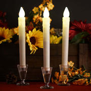 3 Pack White Flameless LED Wax Drip Textured Taper Candles, Battery Operated Candles 9"