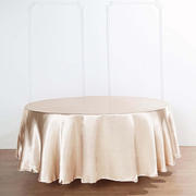 Satin Round Tablecloth 120" Beige - Seamless Table Cover