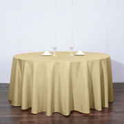 Champagne Seamless Polyester Round Tablecloth 120" for 5 Foot Table With Floor-Length Drop