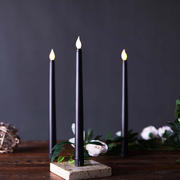 3-Pack LED Taper Candles 11" Warm Flickering Black - Flameless Decorative Lighting