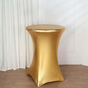 Premium Metallic Gold Spandex Highboy Cocktail Table Cover 32" Día