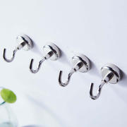 4 Pack Silver Metal Heavy Duty Magnetic Hooks, Multipurpose Hanging Hooks 8Lb Capacity