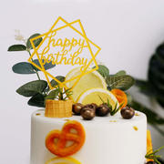 6 Pack Gold Acrylic Happy Birthday Cake Toppers, Party Decoration Supplies - Assorted Styles