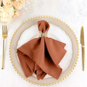 5 Pack Polyester Napkins 17"x17" Terracotta (Rust) - Wrinkle Resistant & Easy Care Cloth Napkins