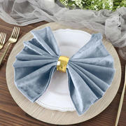 5 Pack Dusty Blue Premium Sheen Finish Velvet Cloth Dinner Napkins 20"x20"