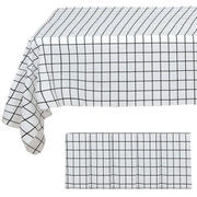 5-Pack Plastic Table Covers 54"x108" Black/White Grid Rectangle - Checkered PVC Waterproof Disposable Covers