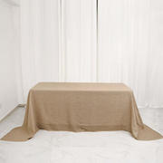 Natural Seamless Faux Burlap Rectangle Tablecloth 90"x132", Boho Chic Jute Table Linen for 6 Foot Table With Floor-Length Drop
