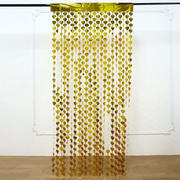 Gold Heart Chain Foil Fringe Curtain Party Backdrop, Metallic Gold Tinsel Streamer Party Decor - Door Window Foil Curtain 3ftx6.5ft