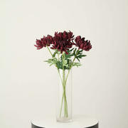 3 Stems Burgundy Artificial Silk Chrysanthemum Bouquet Flowers, Large Faux Mum Branches 27"