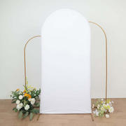 Matte White Spandex Fitted Wedding Arch Cover For Round Top Chiara Backdrop Stand 7ft