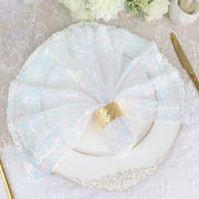 Iridescent Blue Premium Sequin Cloth Dinner Napkin Reusable Linen 20"x20"