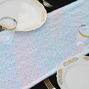 Iridescent Blue Premium Sequin Table Runner 12"x108"