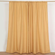 2 Pack Gold Polyester Backdrop Drape Curtains With Rod Pockets, Event Divider Panels 130GSM - 10ftx8ft