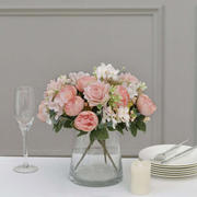 2 Pack Silk Rose Bouquets Mixed Peony & Hydrangea - 12" Blush Artificial Floral Arrangements