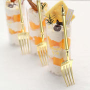 24 Pack Gold Plastic Dessert Forks With Roman Column Handle, European Style Disposable Utensils 6"