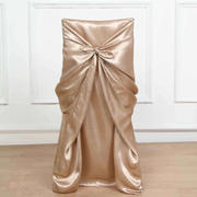 Satin Self-Tie Universal Chair Cover Nude - Reusable Slip-On Slipcover for Folding, Dining, Banquet & Standard Size Chairs