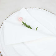 5 Pack White Premium Polyester Cloth Napkins with Hemmed Edges, Reusable Dinner Napkins 20"x20 - 220GSM