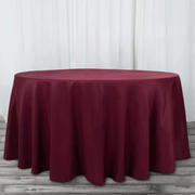 Premium Polyester Round Tablecloth 120" Burgundy - Seamless 220GSM Table Cover