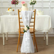 Leaf Petal Taffeta Ribbon Sash White 50ft 4" - Artificial DIY Fabric Garland for Decorations